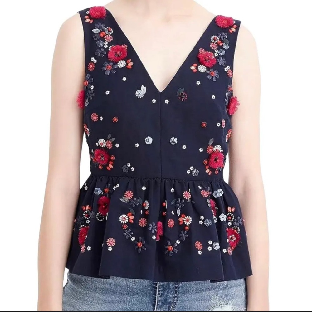 J. Crew Embellished Peplum Top Size 4 NWT